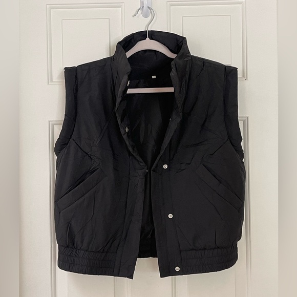 NWT BLACK SNAP UP PUFFER VEST JACKET-S - Picture 9 of 16